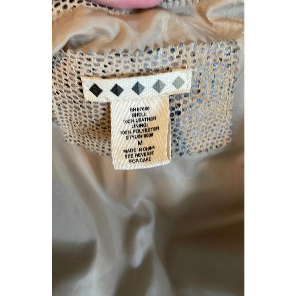 Vintage Women's Tan Leather Snakeskin Print Lined jacket Size M - Picture 8 of 11